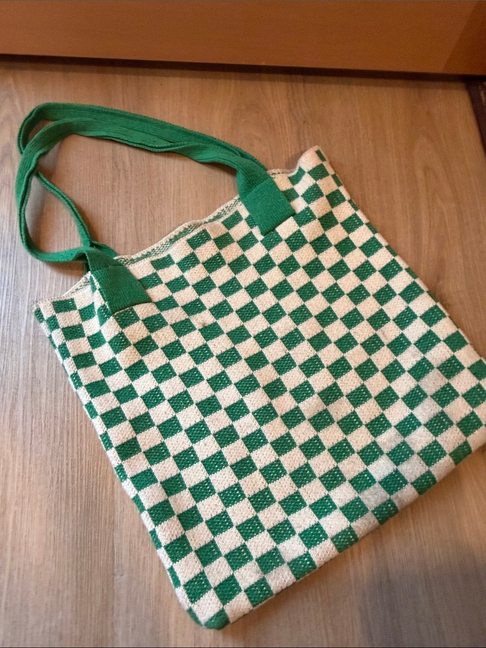 Checkered Knit Tote